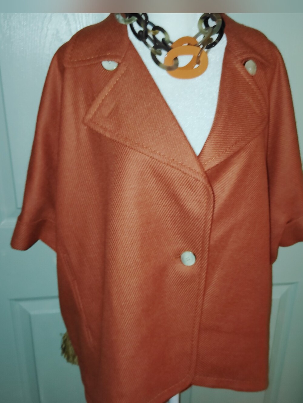 $2795 NWT Rena Lange Jacket Vest Orange Sz 34 Fits 6 Or Small Wool Cashmere - Picture 2 of 11